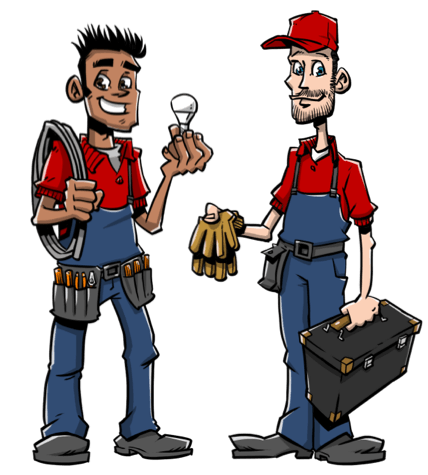 Installateurs met gereedschap in de handen