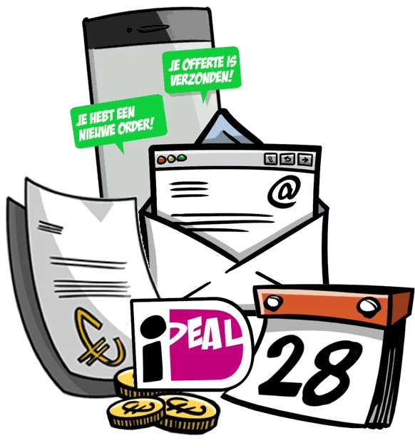 Blije stukadoor met mobiele telefoon