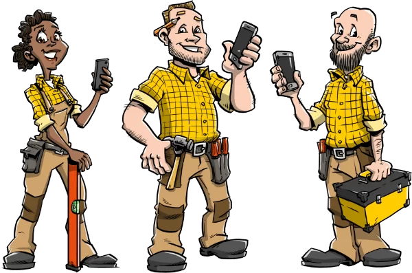 Bouwondernemer met gereedschap en hammer in de hand