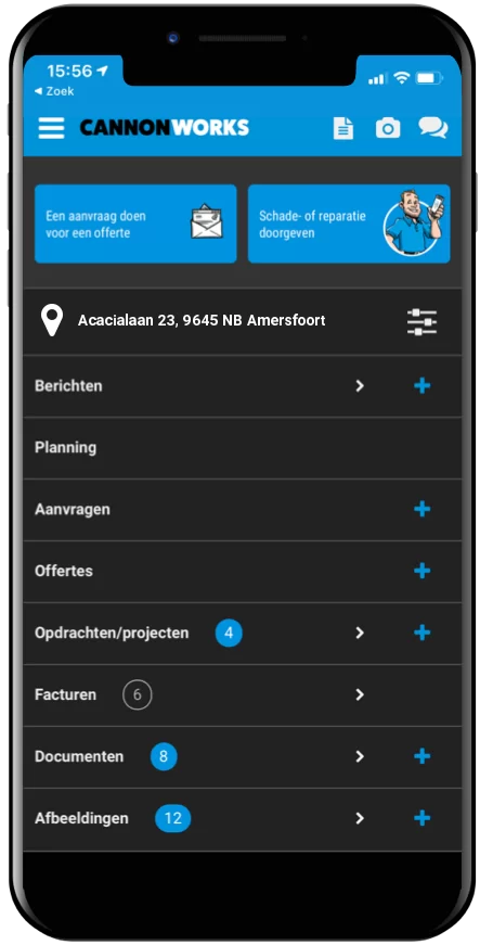 Projecten overzicht installateur